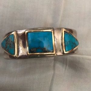 Silver/gold/Turquoise bracelet